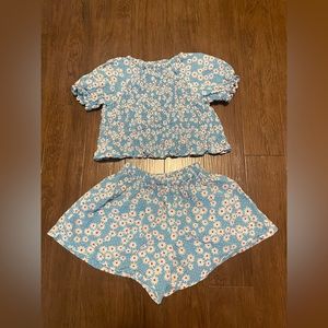 Zara seersucker crop top & short set 4-5yrs